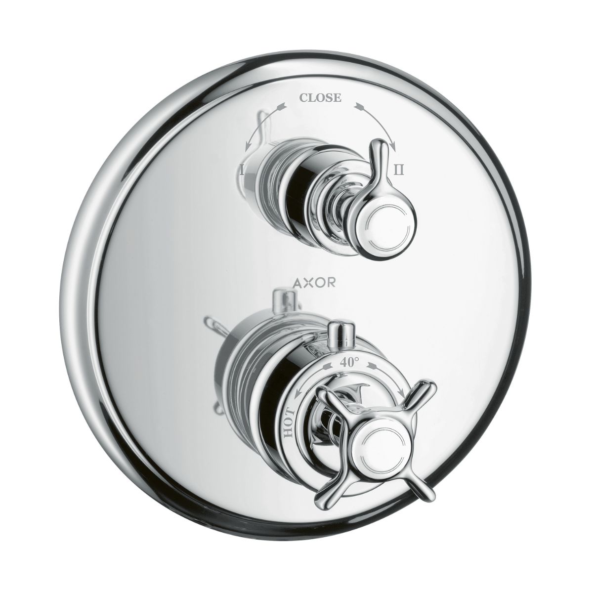 AXOR 16820001 Montreux Thermostatic Trim with Volume Control and Diverter- Cross-Handle - Chrome