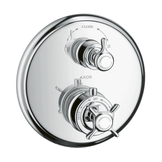 AXOR 16820001 Montreux Thermostatic Trim with Volume Control and Diverter- Cross-Handle - Chrome