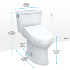 TOTO MW7863084CEFG#01 Drake Transitional Washlet+ Two-Piece Elongated 1.28 Gpf Universal Height Tornado Flush Toilet With C5 Bidet Seat - Cotton White