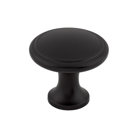 TOP KNOBS M378 Ringed 1 1/8" Diameter Round Knob - Flat Black