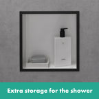 HANSGROHE 56099340 XtraStoris Individual Wall Niche Matte White with Design Frame 12"x 12"x 4" - Brushed Black Chrome