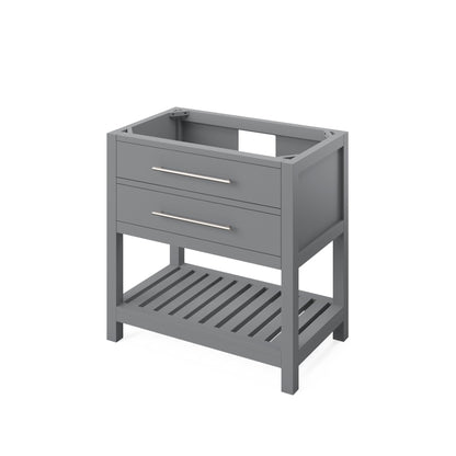 JEFFREY ALEXANDER VKITWAV36GRWCR 36" Grey Wavecrest Vanity, White Carrara Marble Vanity Top, undermount rectangle bowl - Grey