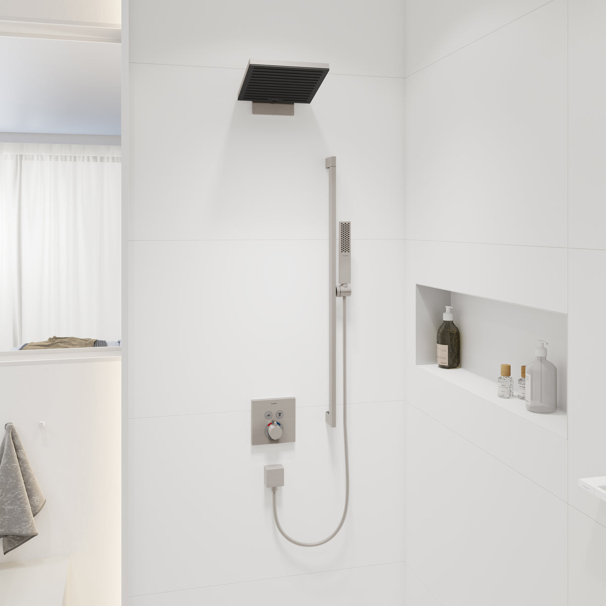 HANSGROHE 24322821 Pulsify E Baton Handshower 100 1-Jet, 2.5 GPM - Brushed Nickel