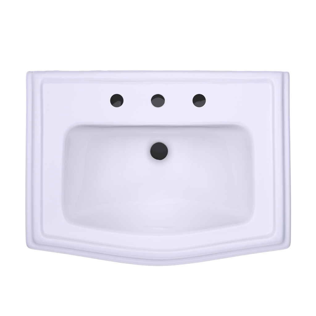 TOTO LPT780.8#01 Clayton Rectangular Pedestal Bathroom Sink for 8 Inch Center Faucets , Cotton White