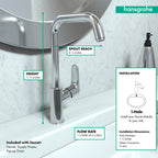 HANSGROHE 31609001 Focus Single-Hole Faucet 240 with Swivel Spout and Pop-Up Drain, 1.2 GPM - Chrome