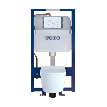 TOTO CWT447247CMFG#WH Rp Wall-Hung D-Shape Toilet And Duofit In-Wall 1.28 And 0.9 Gpf Dual-Flush Tank System With Copper Supply - White Matte