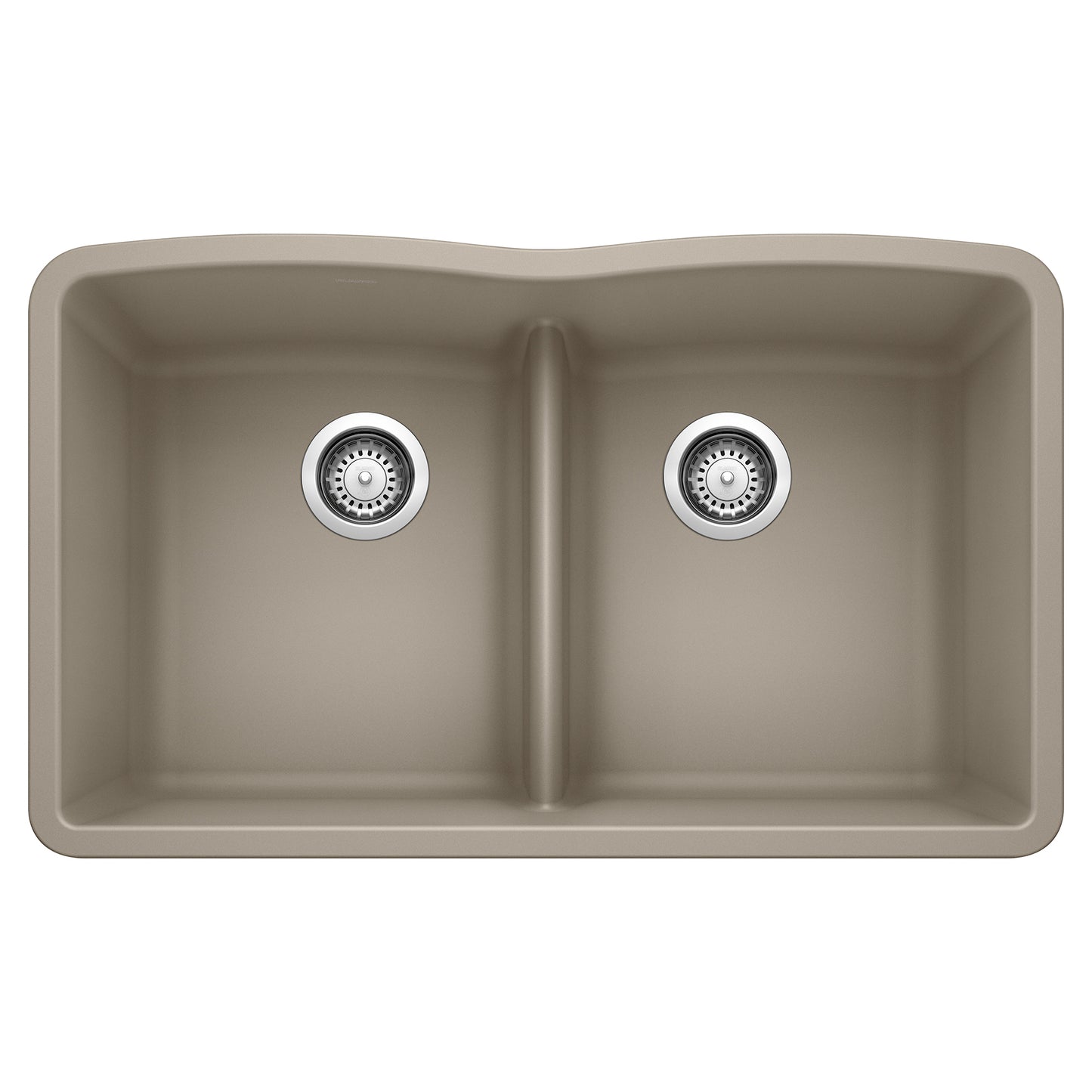 BLANCO 442072 Diamond Diamond SILGRANIT 32" 50/50 Double Bowl Undermount Kitchen Sink with Low Divide - Truffle in Truffle