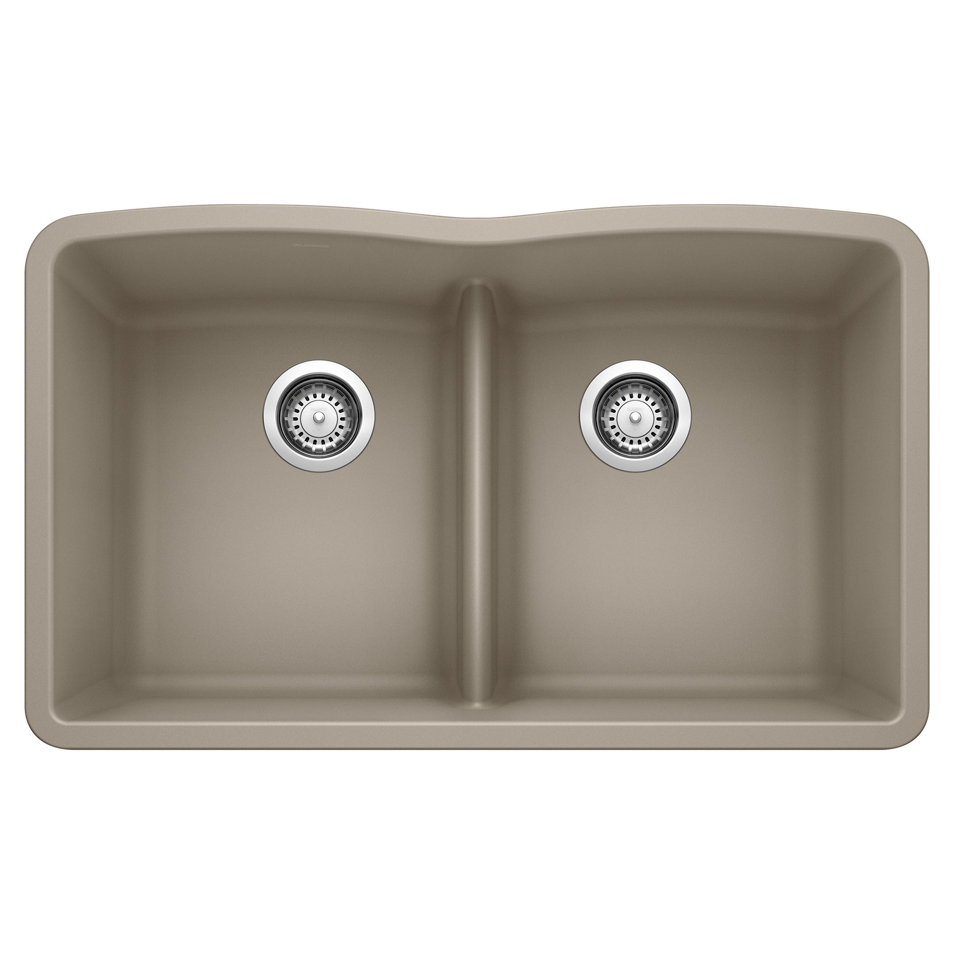 BLANCO 442072 Diamond Diamond SILGRANIT 32" 50/50 Double Bowl Undermount Kitchen Sink with Low Divide - Truffle in Truffle