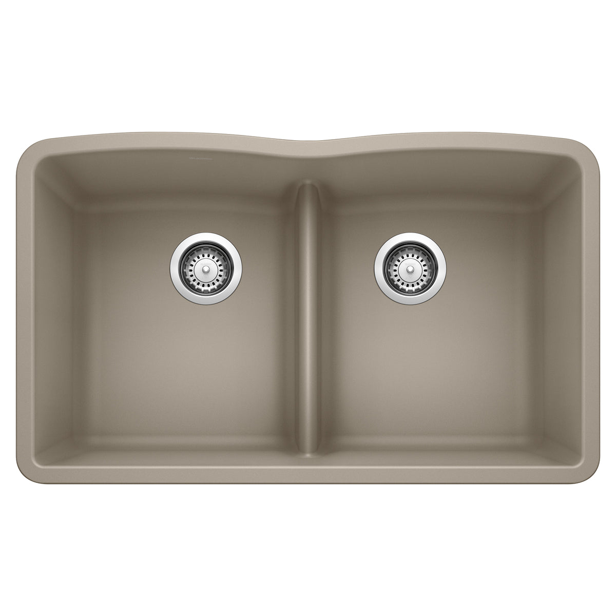 BLANCO 442072 Diamond Diamond SILGRANIT 32" 50/50 Double Bowl Undermount Kitchen Sink with Low Divide - Truffle in Truffle