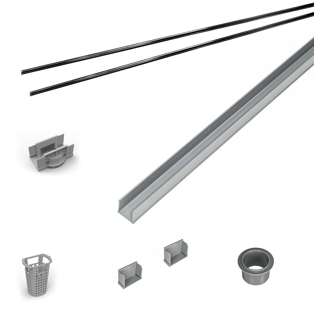 INFINITY DRAIN RG 3896 BK 96" Rough Only Kit for S-AG 38 and S-DG 38 series. Includes PVC Components and Channel Trim