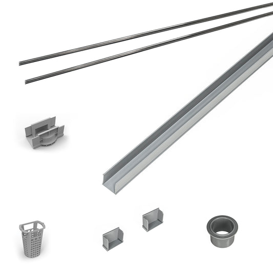 INFINITY DRAIN RG 3848 SS 48" Rough Only Kit for S-AG 38 and S-DG 38 series. Includes PVC Components and Channel Trim