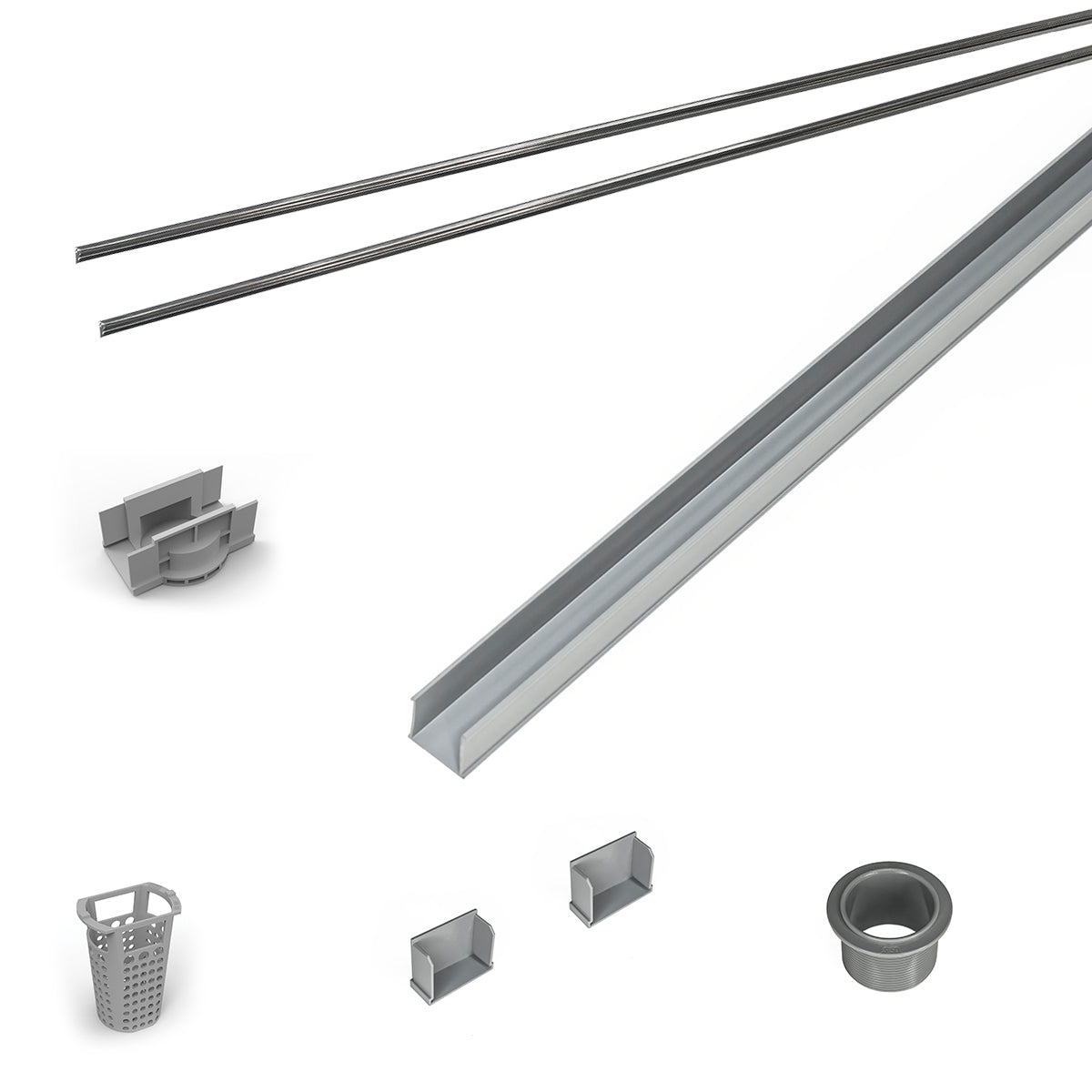 INFINITY DRAIN RG 3896 SS 96" Rough Only Kit for S-AG 38 and S-DG 38 series. Includes PVC Components and Channel Trim