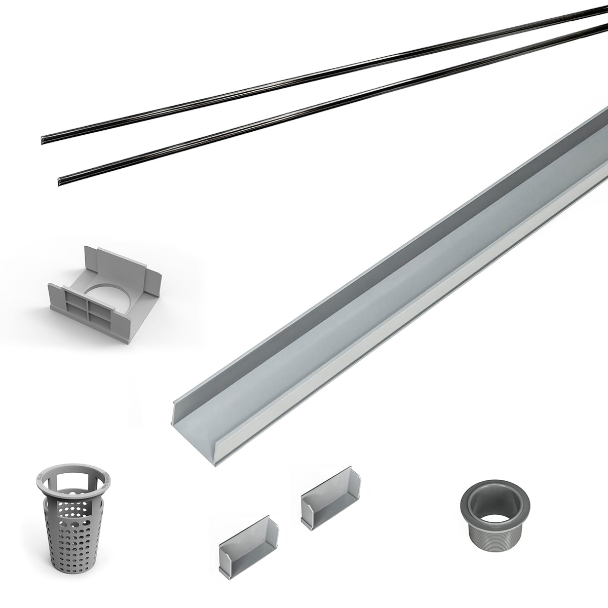 INFINITY DRAIN RG 6572 BK 72" Rough Only Kit for S-AG 65, S-DG 65, and S-TIF 65 series. Includes PVC Components and Channel Trim