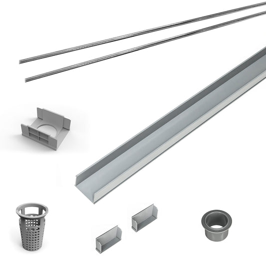 INFINITY DRAIN RG 6572 PS 72" Rough Only Kit for S-AG 65, S-DG 65, and S-TIF 65 series. Includes PVC Components and Channel Trim