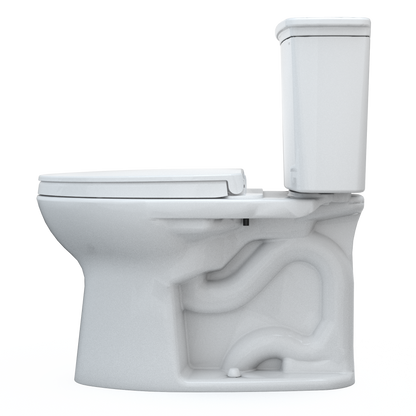 TOTO MS786124CEFG#01 Drake Transitional Two-Piece Elongated 1.28 Gpf Universal Height Tornado Flush Toilet With Cefiontect And Softclose Seat - Cotton White