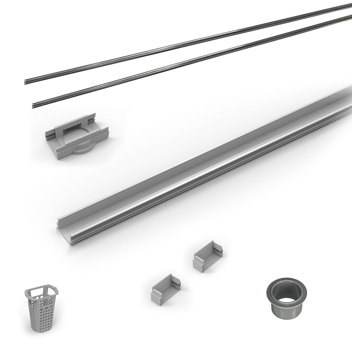 INFINITY DRAIN RG-L 3896 SS 96" Rough Only Kit for S-LAG 38 and S-LT 38 series. Includes PVC Components and Channel Trim