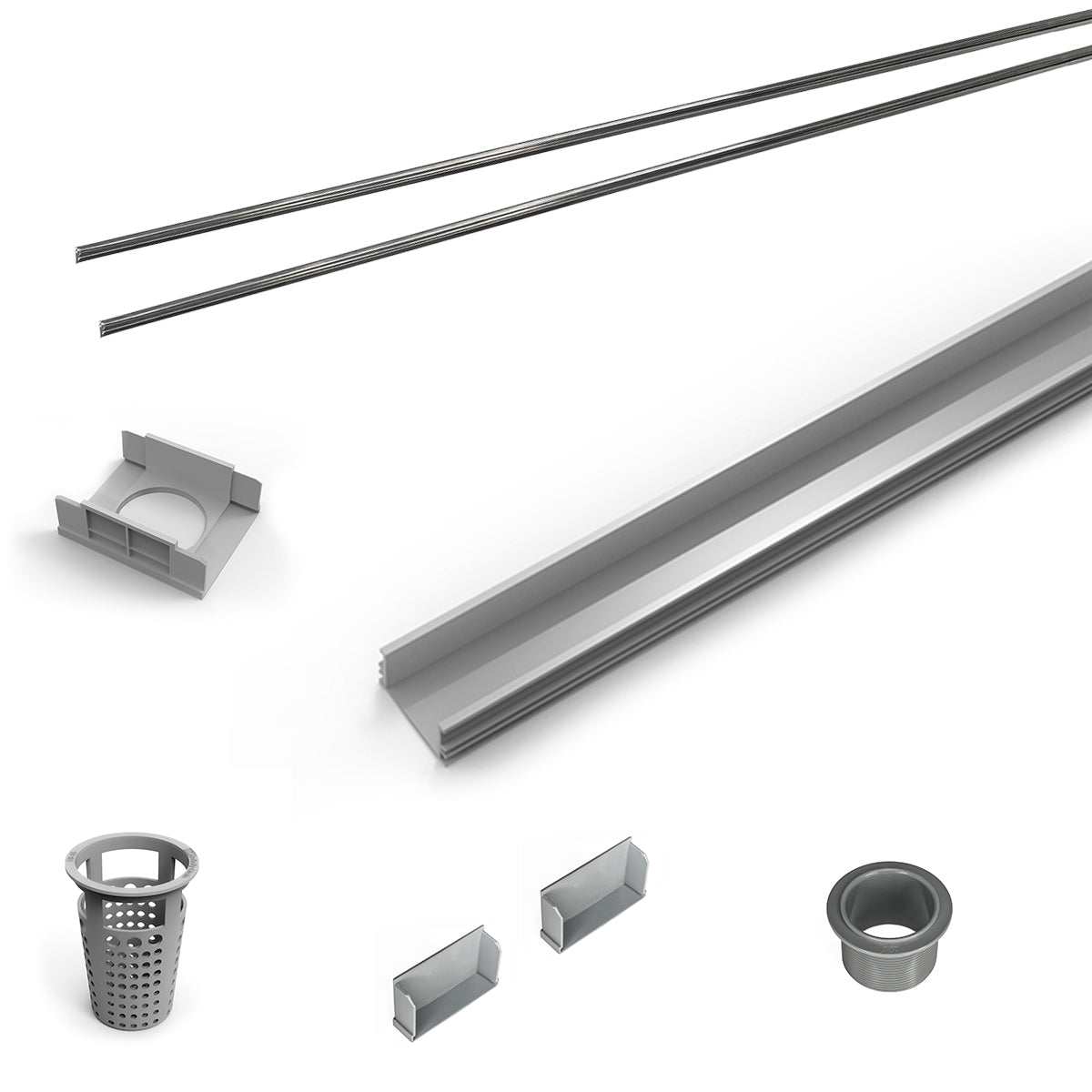 INFINITY DRAIN RG-L 6560 SS 60" Rough Only Kit for S-LAG 65, S-LT 65, and S-LTIF 65 series. Includes PVC Components and Channel Trim