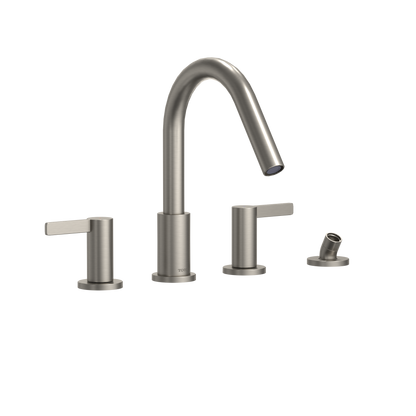 TOTO TBG11202UA#BN Gf Two Lever Handle Deck-Mount Roman Tub Filler Trim With Handshower - Brushed Nickel