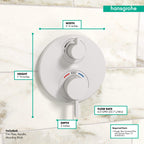 HANSGROHE 15758701 Ecostat S Thermostatic Trim with Volume Control and Diverter - Matte White