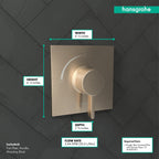 HANSGROHE 15724141 Ecostat Square Pressure Balance Trim - Brushed Bronze