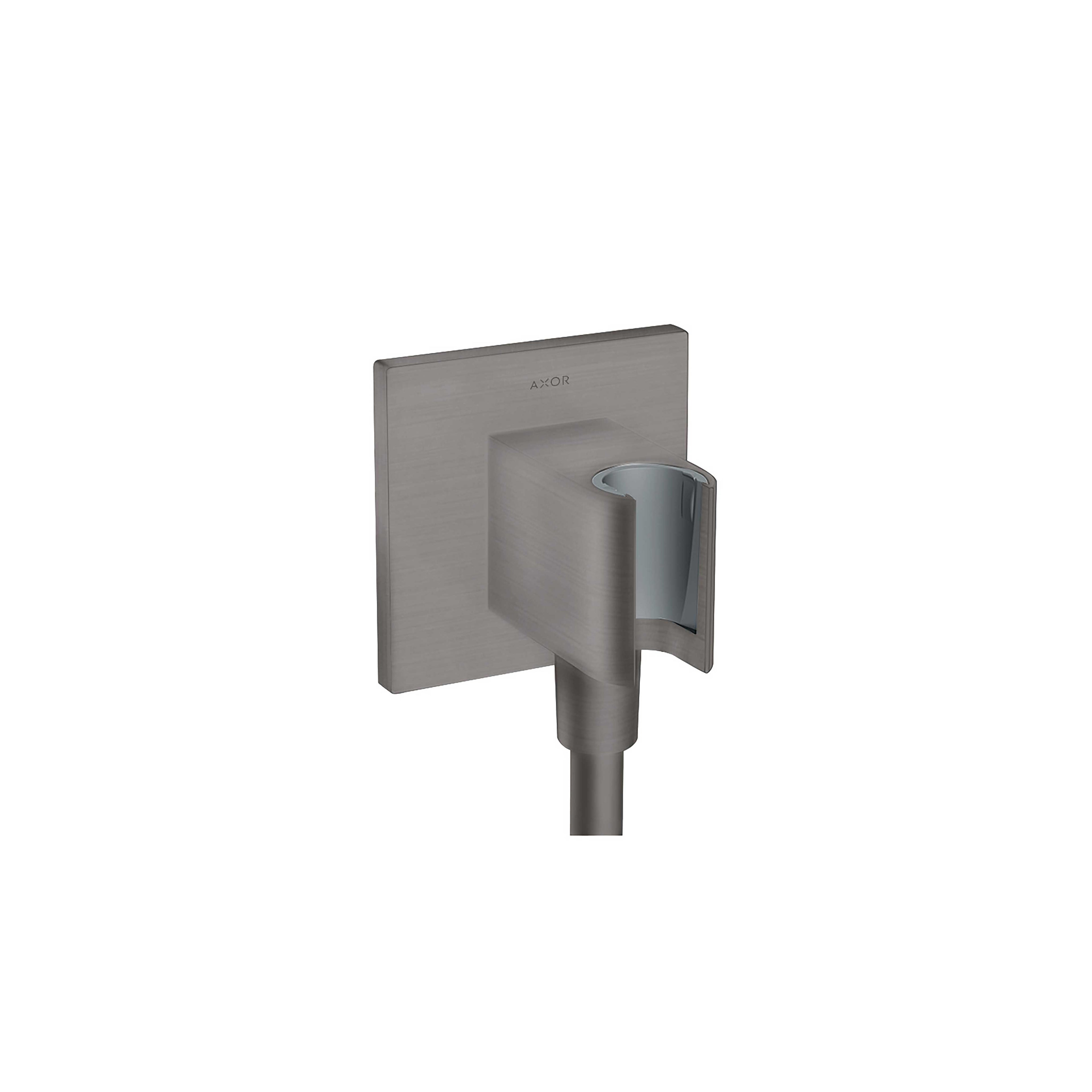 AXOR 36734341 ShowerSolutions Wall Outlet with Handshower Holder, Square - Brushed Black Chrome