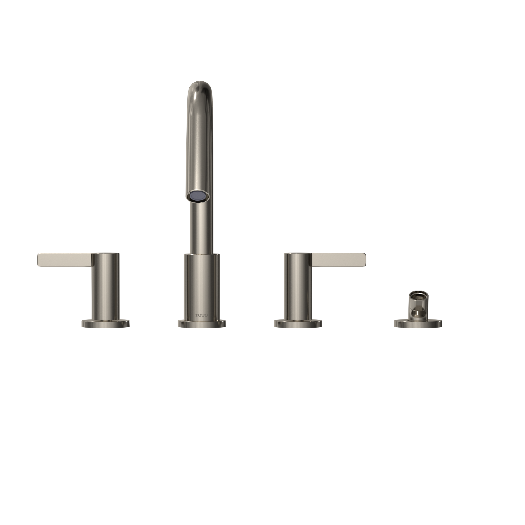 TOTO TBG11202UA#PN Gf Two Lever Handle Deck-Mount Roman Tub Filler Trim With Handshower - Polished Nickel