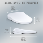 TOTO SW4726AT40#01 Washlet+ S7 Electronic Bidet Toilet Seat With Ewater+ Bowl And Wand Cleaning And Contemporary Lid - Cotton White