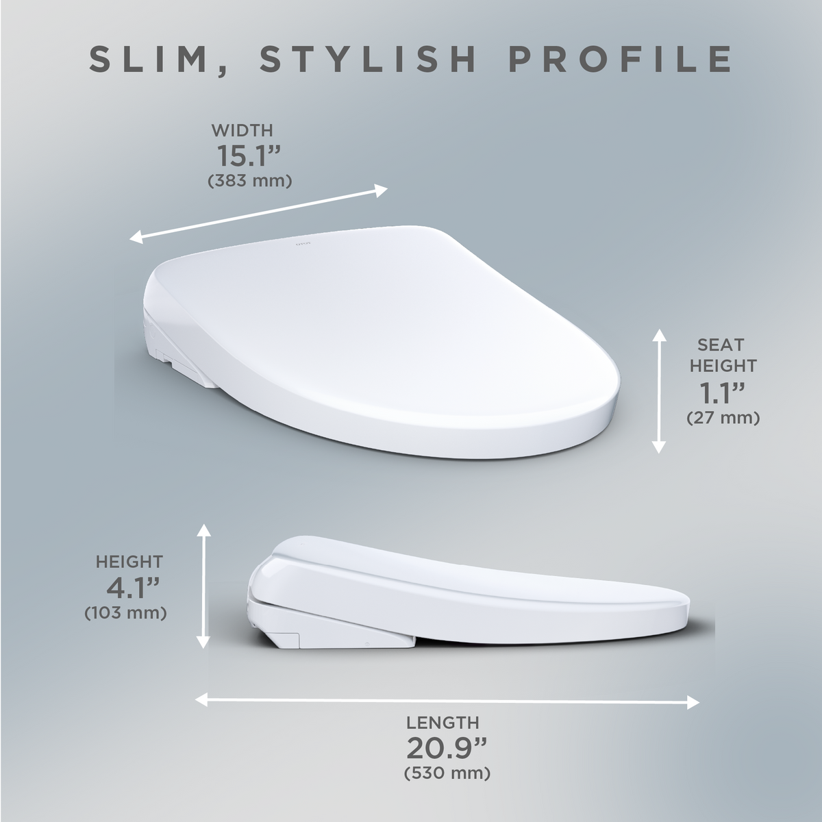 TOTO SW4726AT40#01 Washlet+ S7 Electronic Bidet Toilet Seat With Ewater+ Bowl And Wand Cleaning And Contemporary Lid - Cotton White