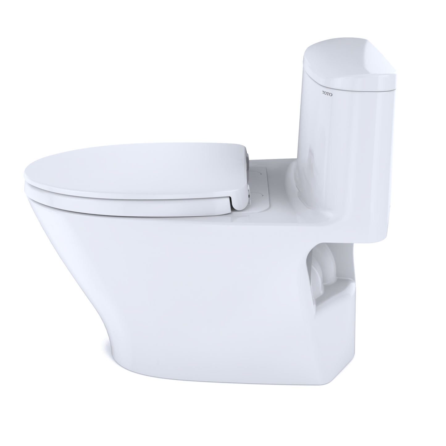 TOTO MS642124CEFG#01 Nexus One-Piece Elongated 1.28 GPF Universal Height Toilet with CEFIONTECT and SS124 SoftClose Seat , Cotton White