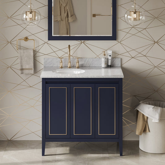 JEFFREY ALEXANDER VN2PER-36-BL-NT 36" Hale Blue Percival Vanity, left offset - Hale Blue