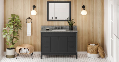 JEFFREY ALEXANDER VKITTHE48BKBOR 48" Black Theodora Vanity, Boulder Cultured Marble Vanity Top, undermount rectangle bowl - Black