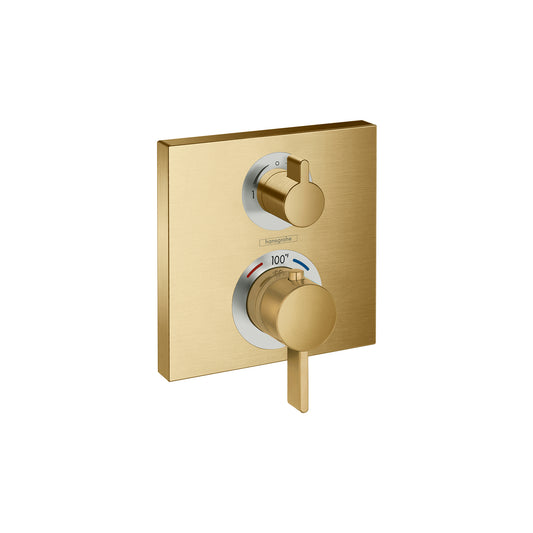 HANSGROHE 15714251 Ecostat Square Thermostatic Trim with Volume Control and Diverter in Brushed Gold Optic