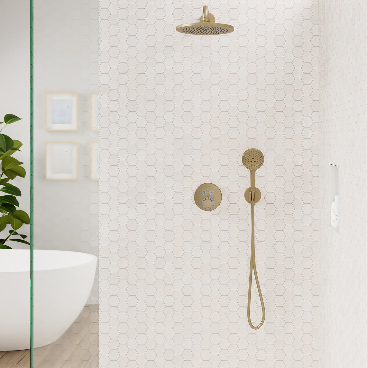 HANSGROHE 26888141 FixFit S Wall Outlet with Handshower Holder - Brushed Bronze