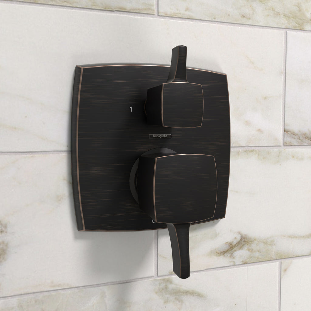 HANSGROHE 15865921 Ecostat Classic Pressure Balance Trim Classic Square with Diverter - Rubbed Bronze