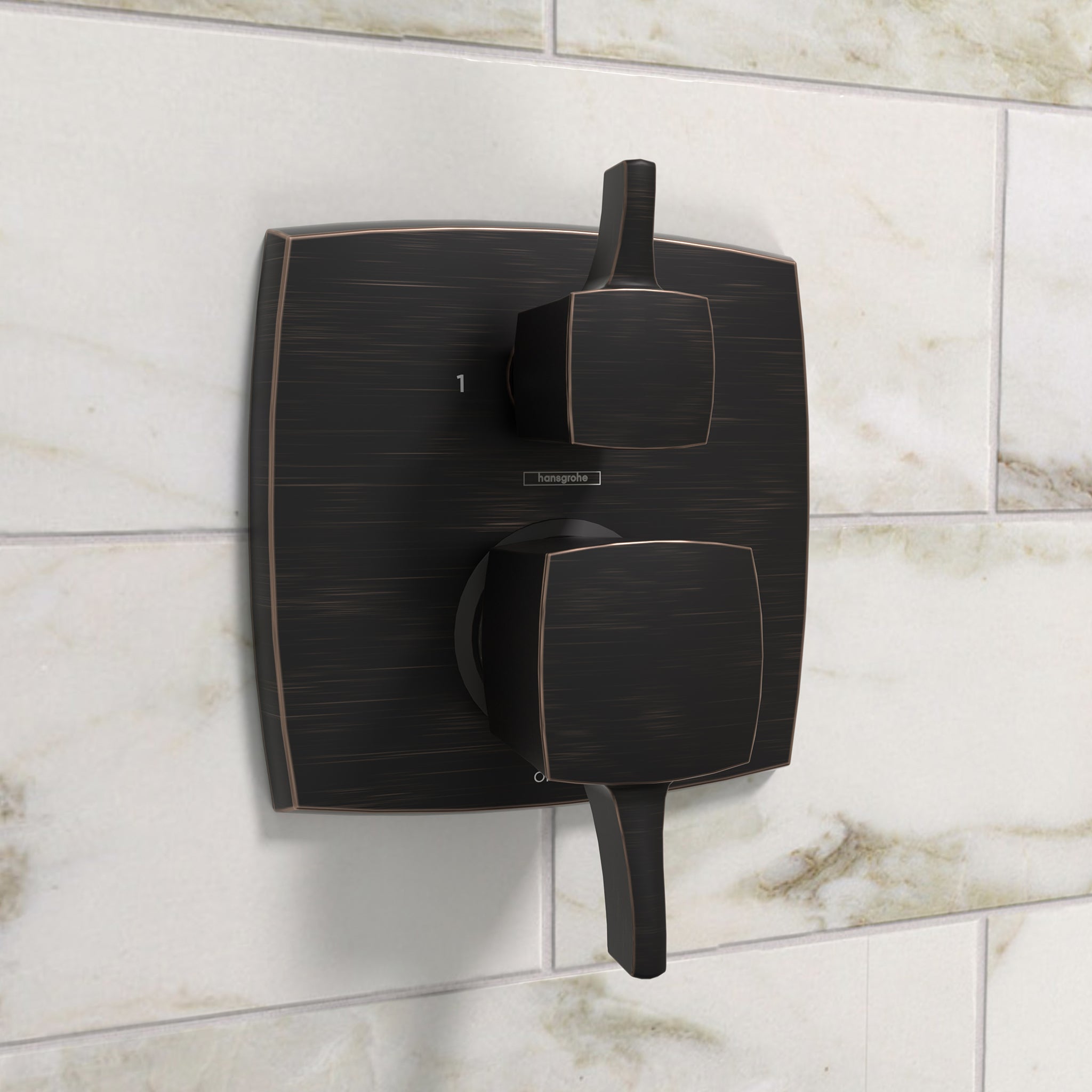 HANSGROHE 15865921 Ecostat Classic Pressure Balance Trim Classic Square with Diverter - Rubbed Bronze