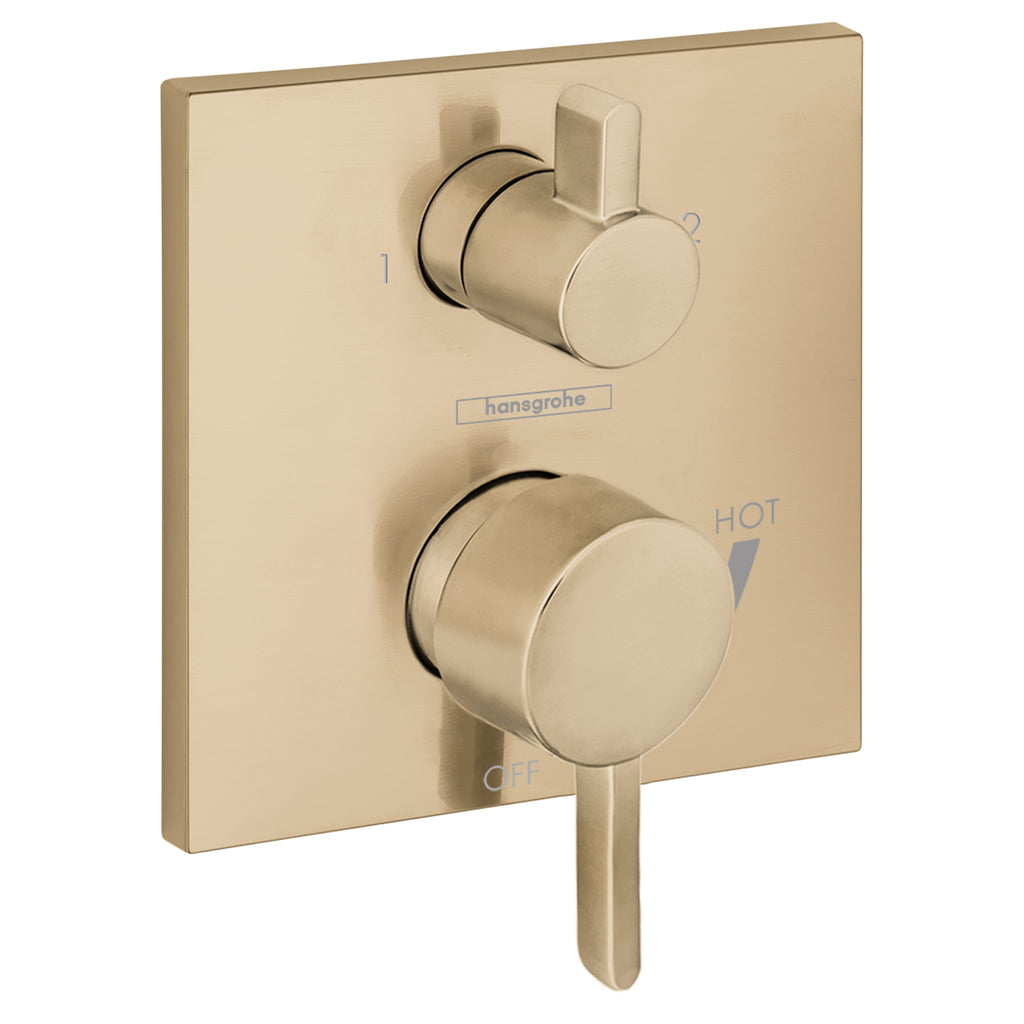 HANSGROHE 15862141 Ecostat Pressure Balance Trim Square with Diverter - Brushed Bronze
