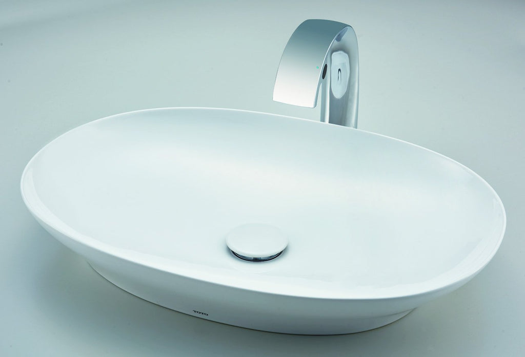 TOTO LT474G#01 Kiwami Oval 24 Inch Vessel Bathroom Sink With Cefiontect - Cotton White