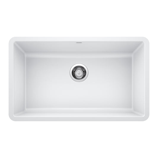 BLANCO 442533 Precis Precis SILGRANIT 30" Single Bowl Undermount Kitchen Sink - White in White