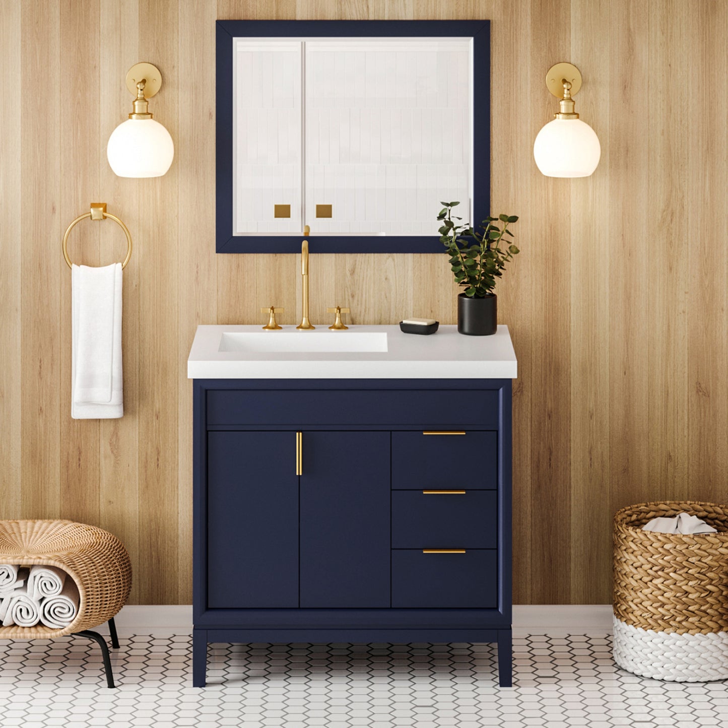 JEFFREY ALEXANDER VKITTHE36BLRER Theodora 36" Single Bathroom Vanity Set - Hale Blue