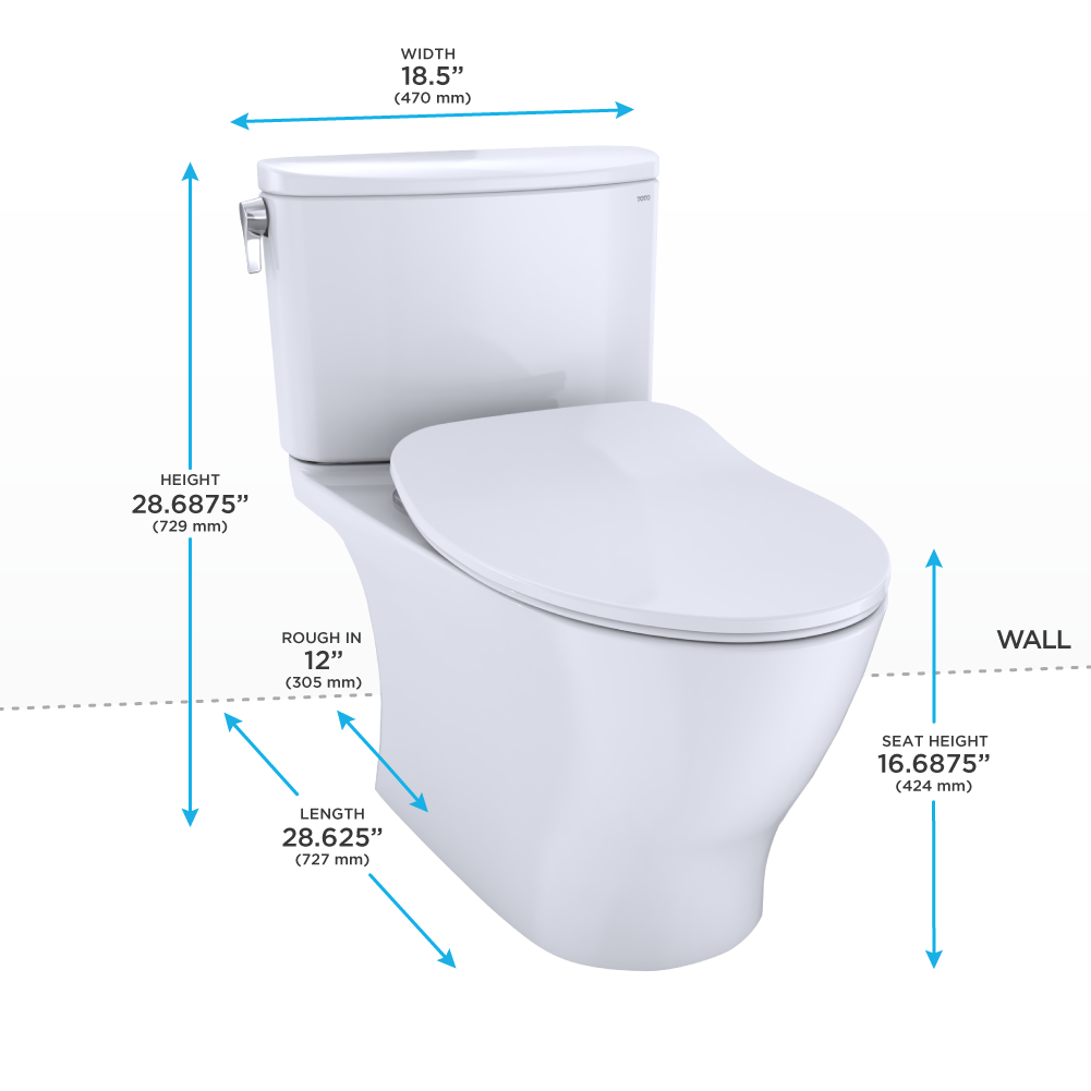 TOTO MS442234CEFG#01 Nexus Two-Piece Elongated 1.28 Gpf Universal Height Toilet With Cefiontect And Ss234 Softclose Seat - Cotton White