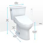 TOTO MW7863084CEG#01 Drake Transitional Washlet+ Two-Piece Elongated 1.28 Gpf Tornado Flush Toilet With C5 Bidet Seat - Cotton White