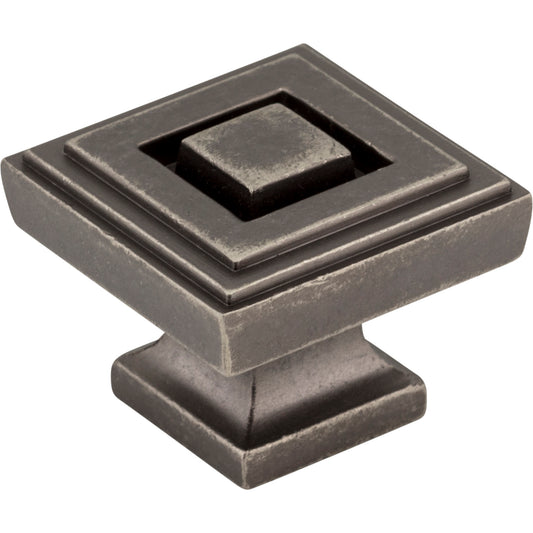 JEFFREY ALEXANDER 585L-DP Delmar 1-1/4" Length Square Knob - Distressed Pewter