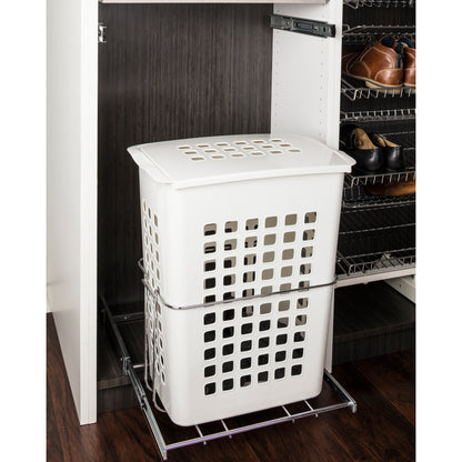 HARDWARE RESOURCES PH-63W Plastic Laundry Hamper with Lid - White