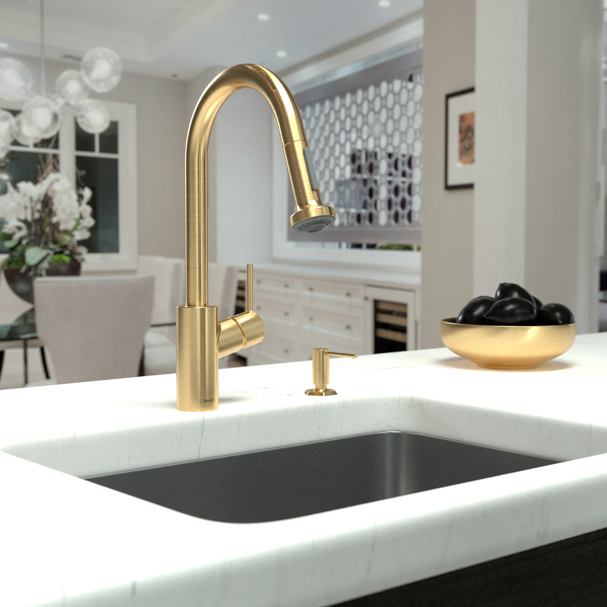 HANSGROHE 14877251 Talis S² HighArc Kitchen Faucet, 2-Spray Pull-Down, 1.75 GPM - Brushed Gold Optic