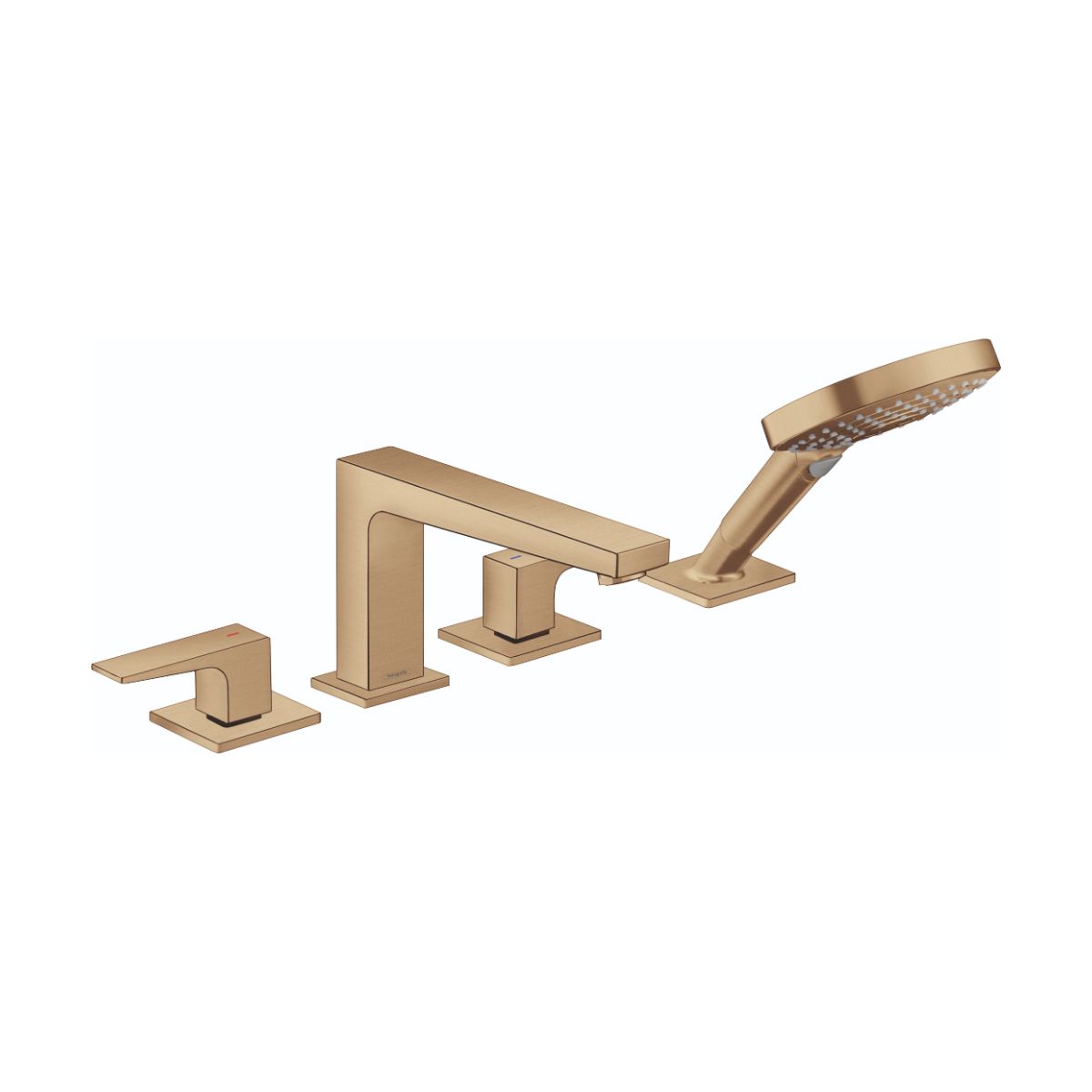 HANSGROHE 32557141 Metropol 4-Hole Roman Tub Set Trim with Lever Handles and 1.75 GPM Handshower - Brushed Bronze