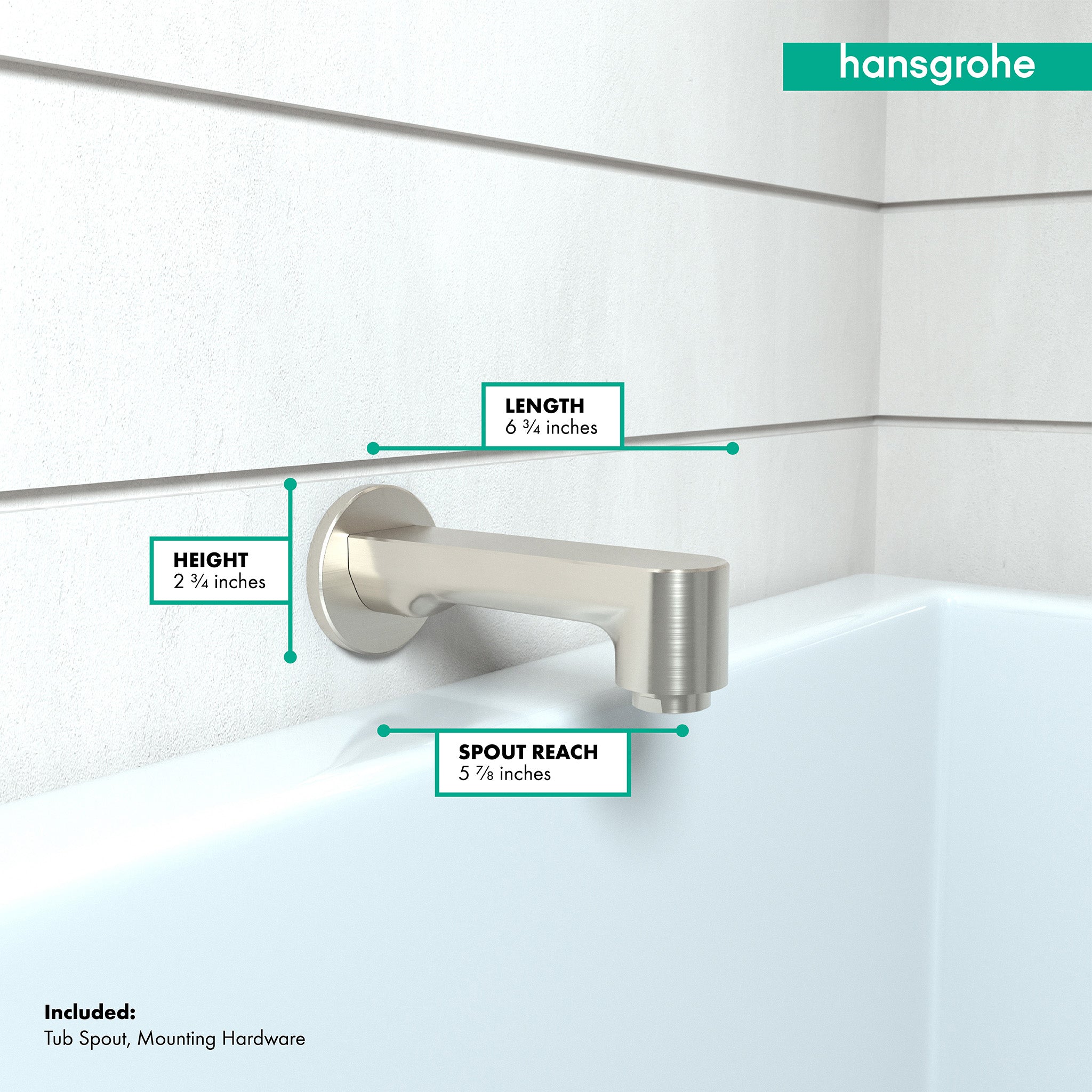 HANSGROHE 14413821 Metris S Tub Spout - Brushed Nickel