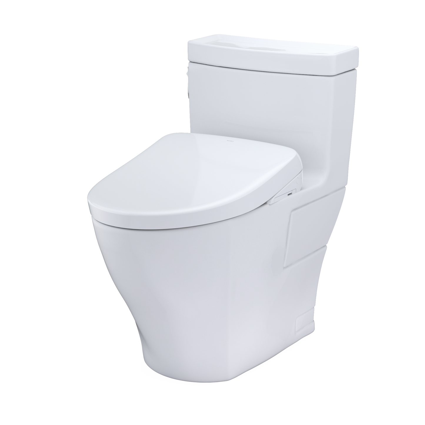 TOTO MW6264726CEFG#01 WASHLET+ Aimes One-Piece Elongated 1.28 GPF Toilet and Contemporary WASHLET S7 Contemporary Bidet Seat , Cotton White