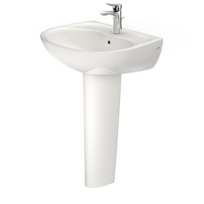 TOTO LPT241G#11 Supreme Oval Basin Pedestal Bathroom Sink With Cefiontect For Single Hole Faucets - Colonial White