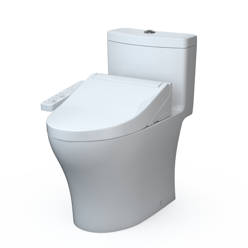 TOTO MW6463074CEMFGN#01 Washlet+ Aquia Iv One-Piece Elongated Dual Flush 1.28 And 0.9 Gpf Toilet And Washlet C2 Bidet Seat - Cotton White
