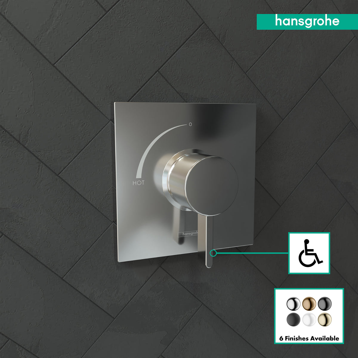 HANSGROHE 15724001 Ecostat Square Pressure Balance Trim - Chrome